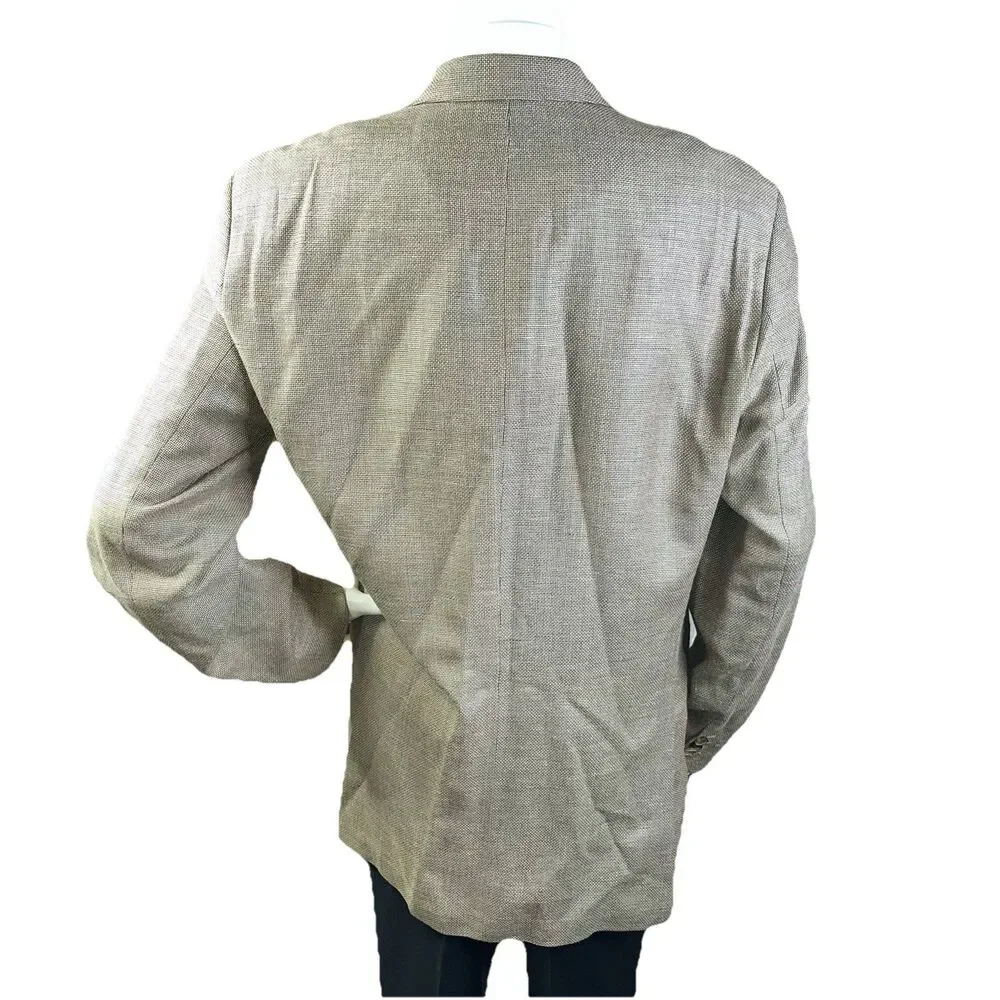 Hugo Boss ‘Scorsese’ Blazer Men’s 44L Hopsack Wool Linen Silk Sport Coat Preppy